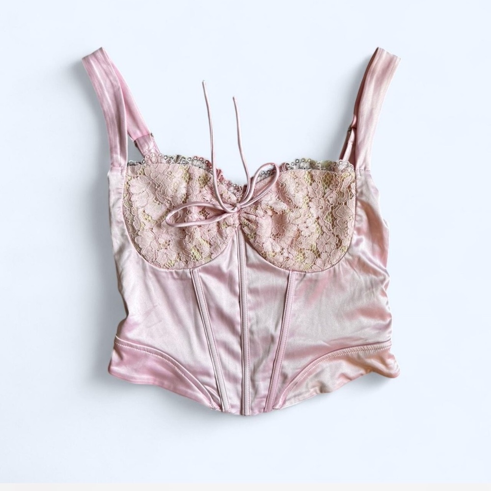 Elegant Pink Lace Corset Top